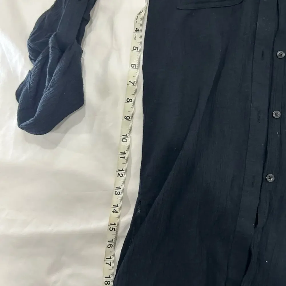 Women’s Lablanca Black Button-Up Beach Cover Up Cotton Top XS